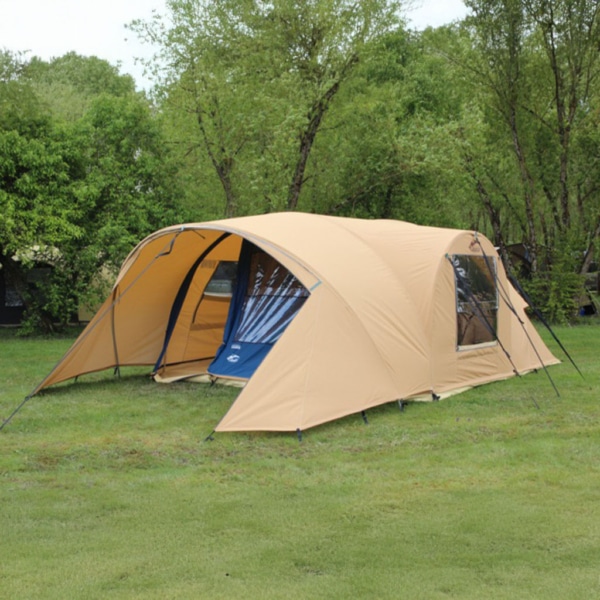 Biscaya 440 spacious family tunnel tent with three bedrooms and kitchen area.