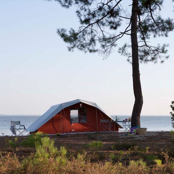 Bora Bora tent made from breathable cotton and PVC-coated polyester roof.