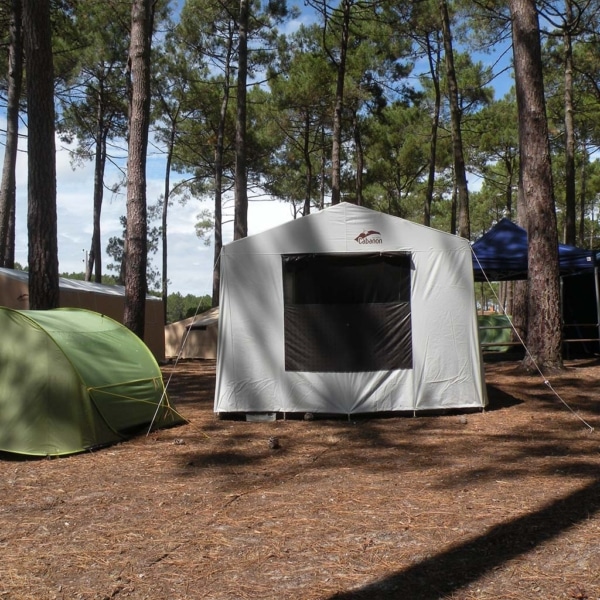 Large window and roll-up zipped opening for ventilation.