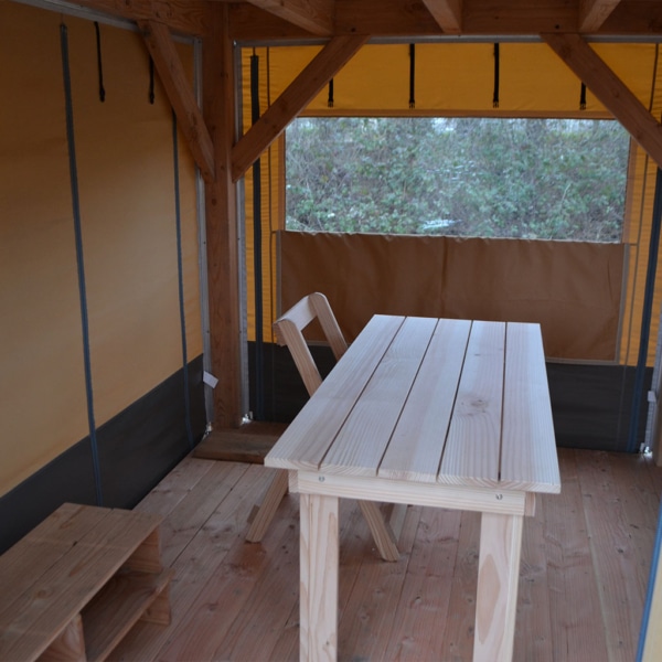 Luxury glamping tent for small families, hikers, and cyclists.
