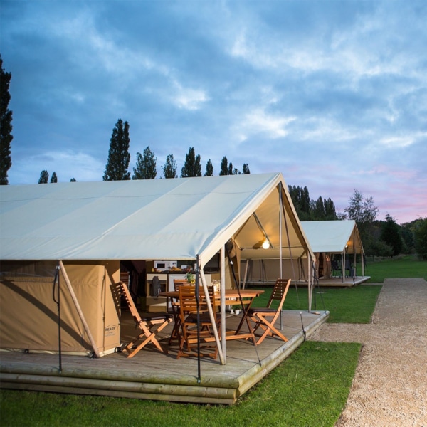 Classic 500 permanent tent with steel and wood frame for year-round use.