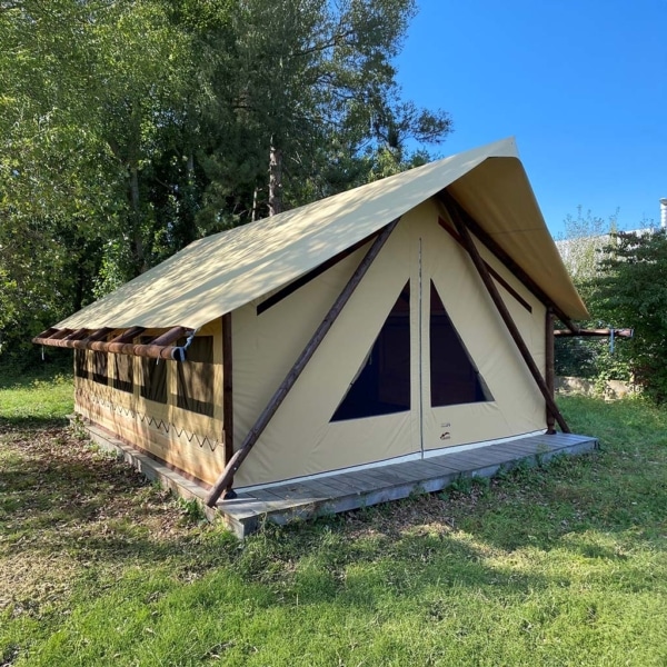 The Crusoe XL Tent offers all-season comfort with a wooden frame and breathable canvas – perfect for stylish family glamping and permanent eco-camps.