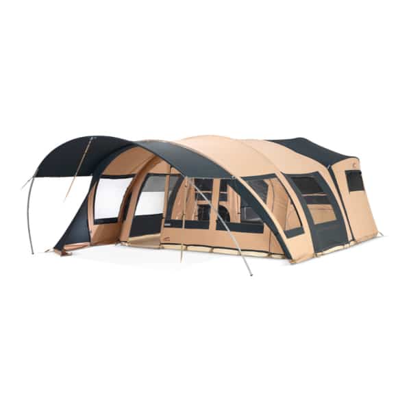 XXL family folding caravan with integrated storage and PVC flooring.